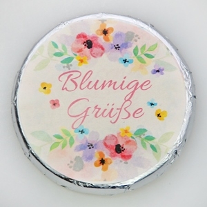 Schokotaler Blumige Grüße