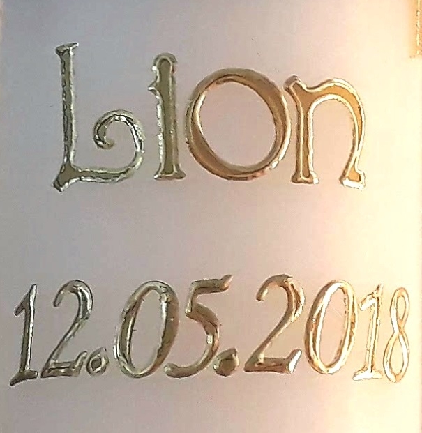 Taufkerzenpersonalisierung Silber 2 Vornamen plus Datum