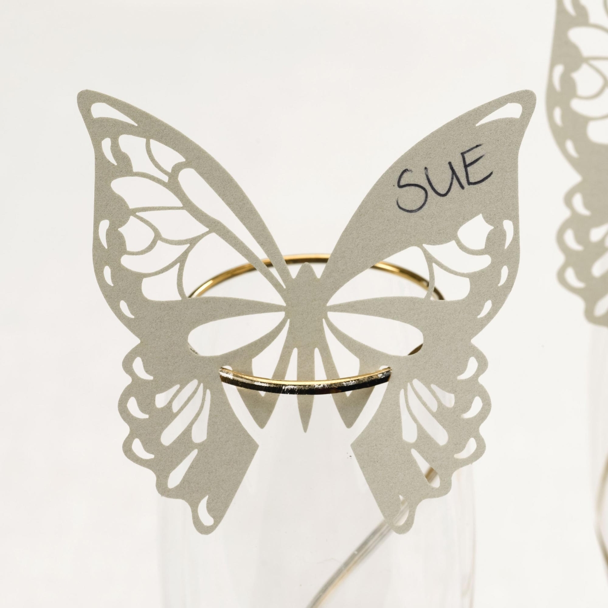 Tischkarte Schmetterling Vintage Gold