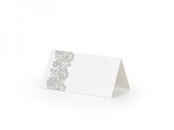 Tischkarte Silberblumen