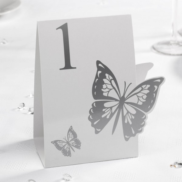 Tischnummer Schmetterling Silber